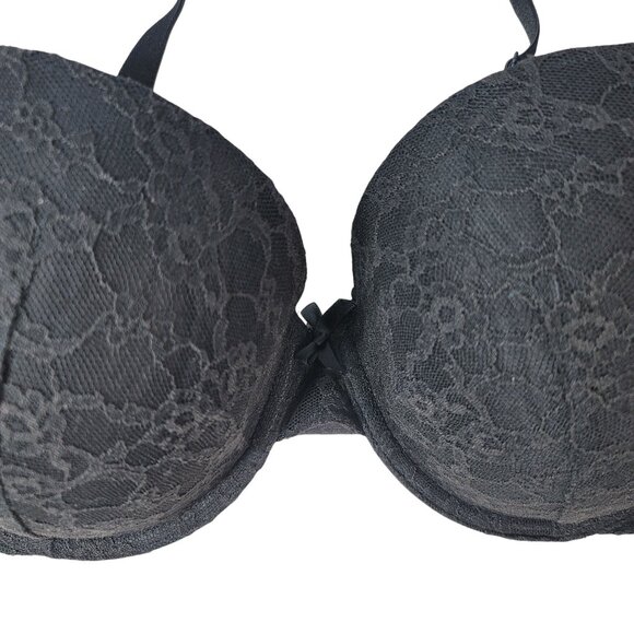 Victoria's Secret Underwire Demi Bra Black 38D Lace Overlay Light Padding Adj - Picture 3 of 10